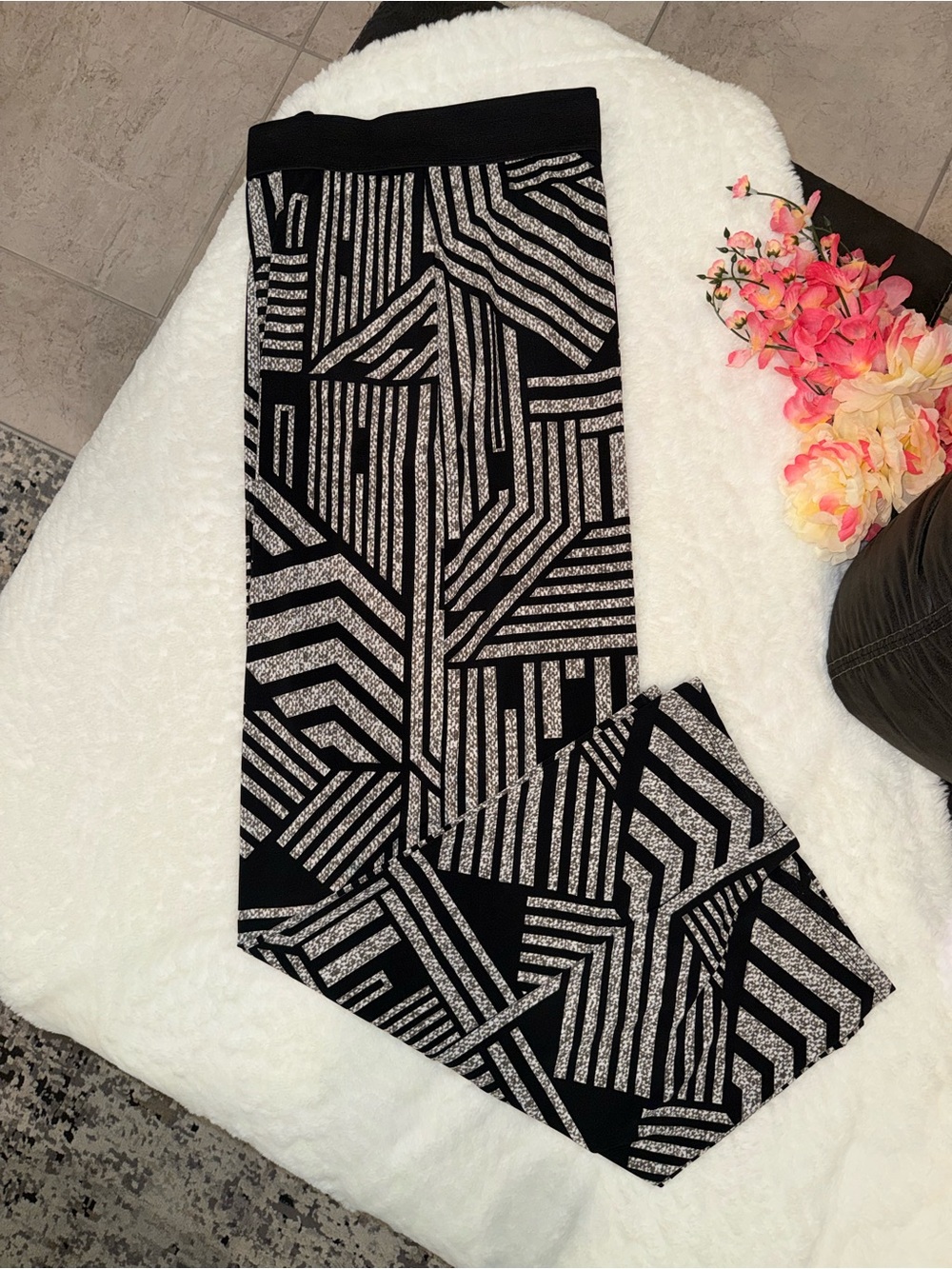 2 x 20$ Alfani Black and Silver Geometric Knit Wide-Leg Pantsuit Pants Size M